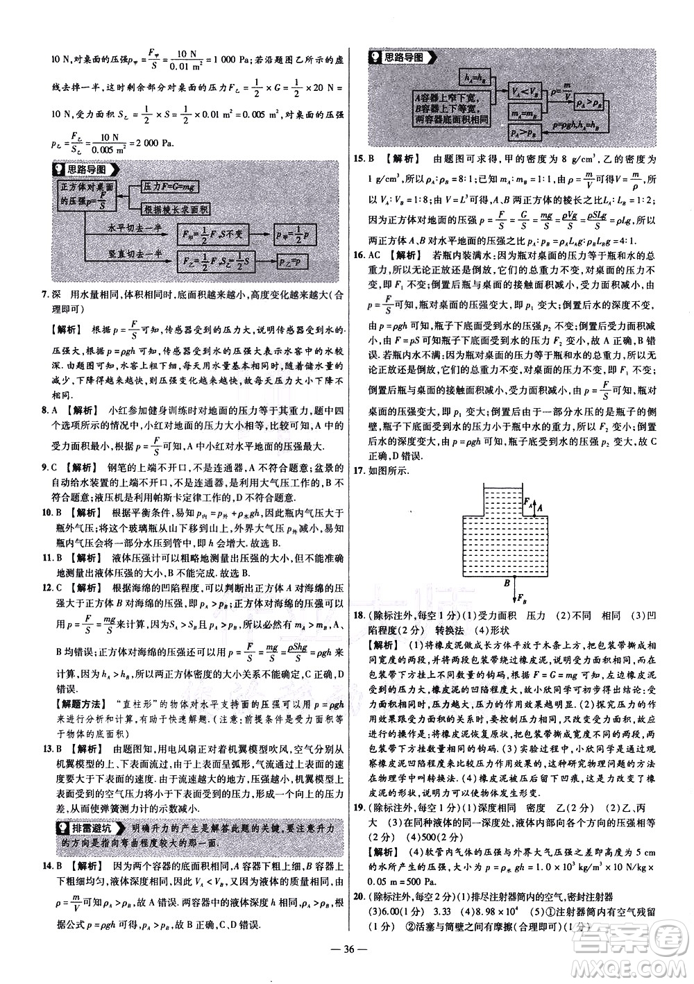 延邊教育出版社2021版金考卷活頁(yè)題選名師名題單元雙測(cè)卷物理八年級(jí)下冊(cè)HK滬科版答案