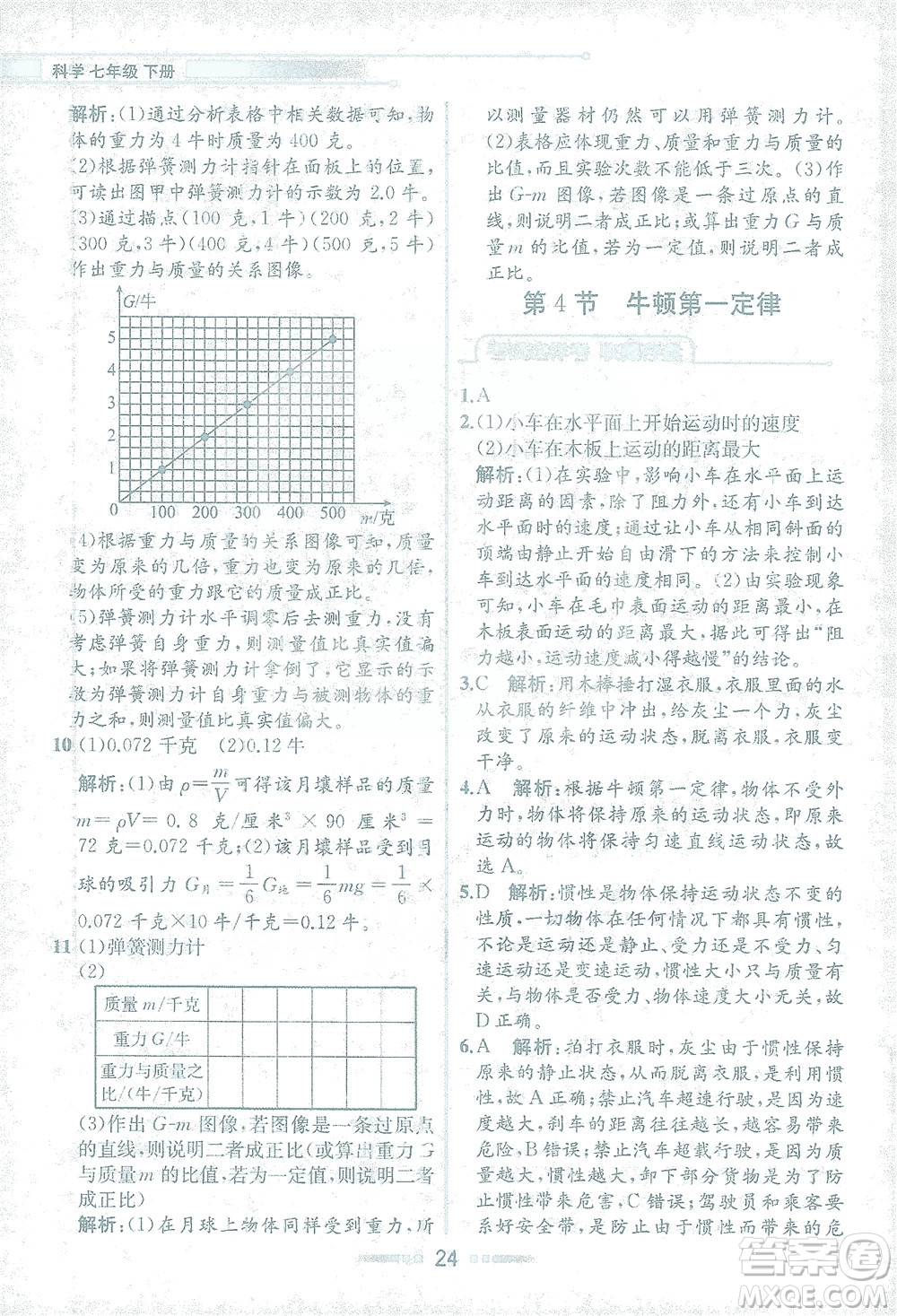 現(xiàn)代教育出版社2021教材解讀科學(xué)七年級(jí)下冊(cè)ZJ浙教版答案