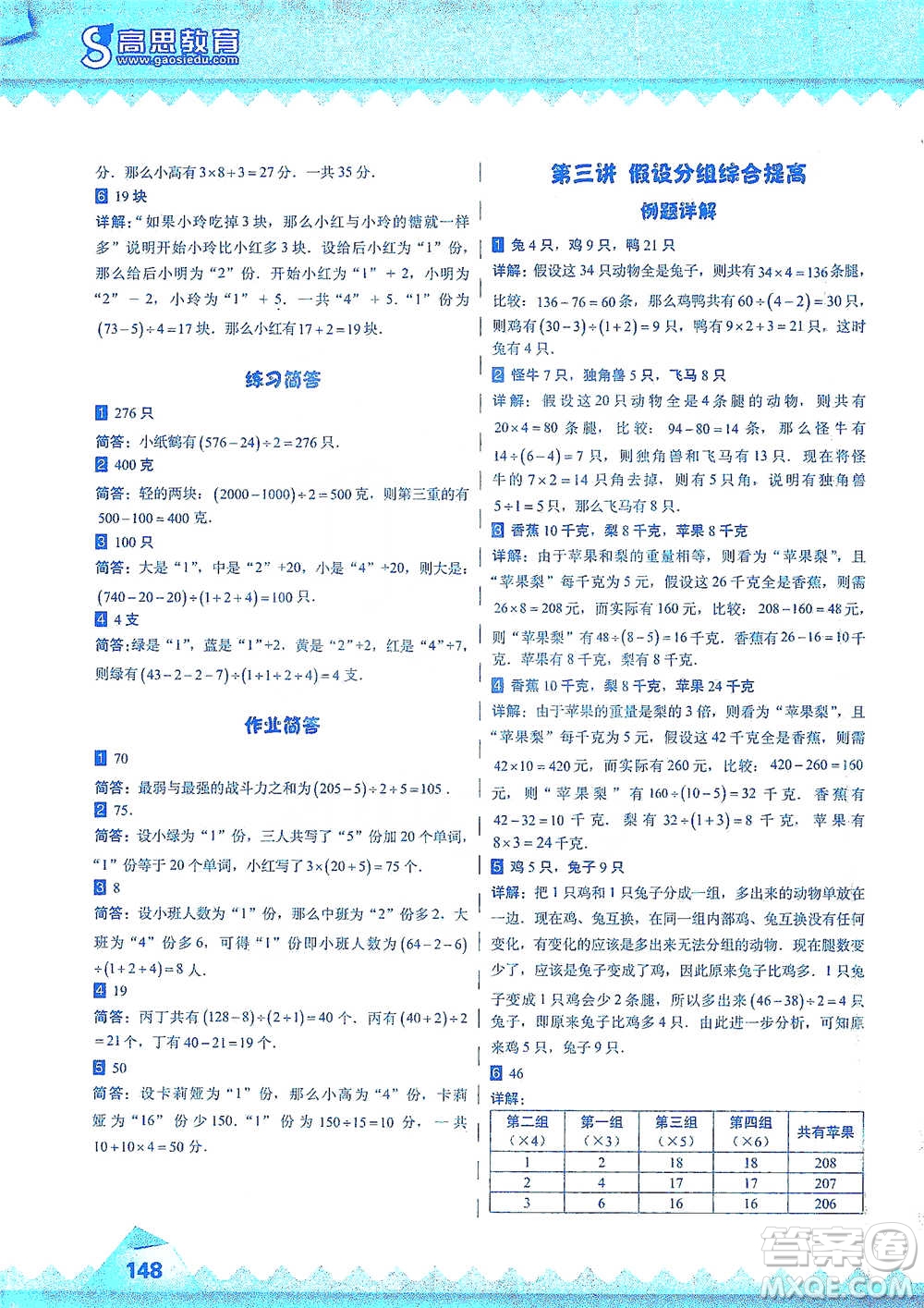 華東師范大學(xué)出版社2021高思學(xué)校競(jìng)賽數(shù)學(xué)課本三年級(jí)下冊(cè)參考答案