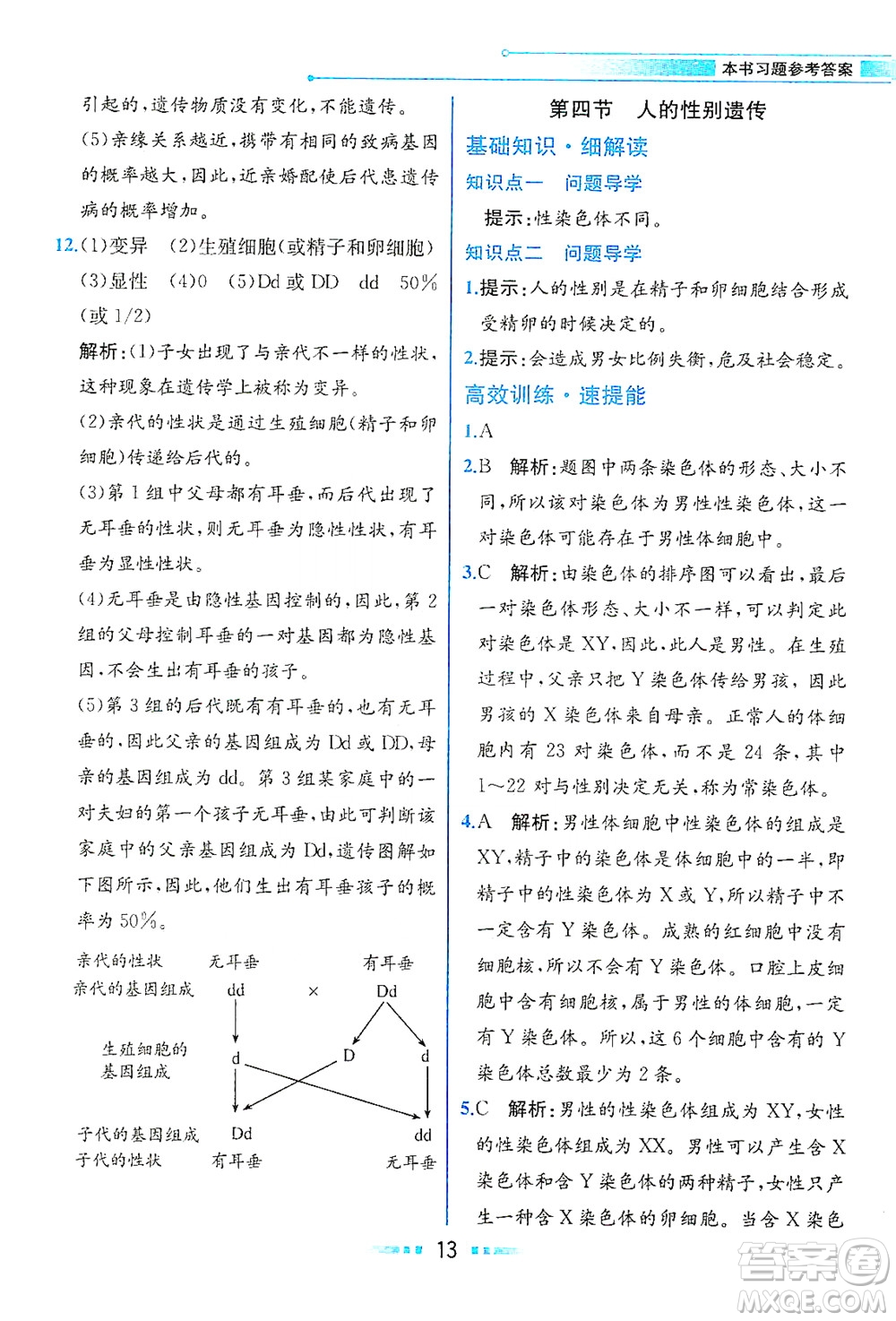 人民教育出版社2021教材解讀生物學(xué)八年級(jí)下冊(cè)人教版答案