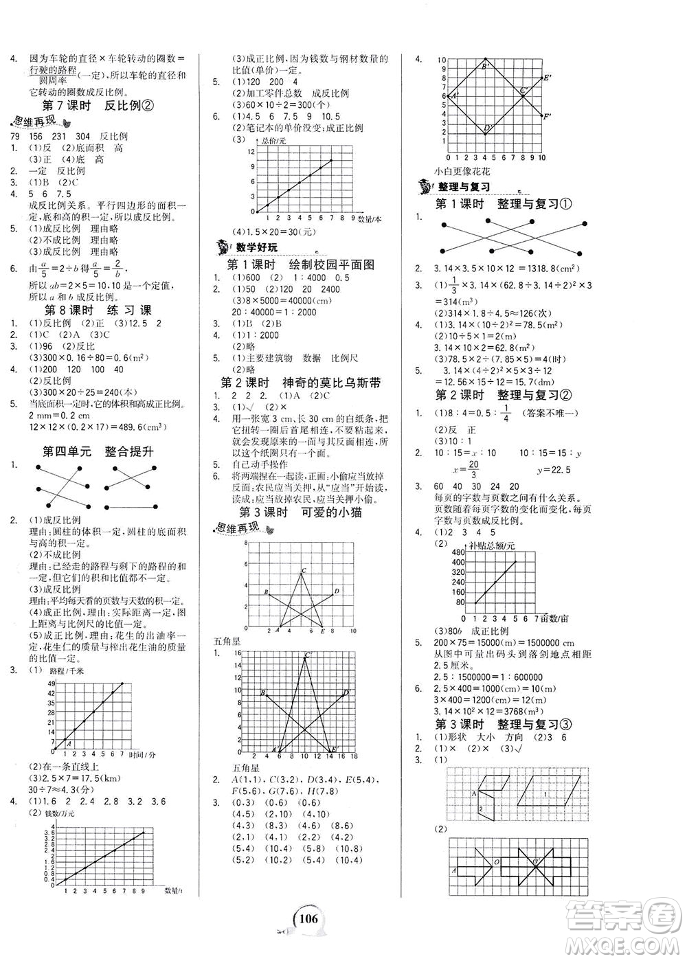 延邊大學(xué)出版社2021世紀(jì)金榜金榜小博士數(shù)學(xué)六年級下冊BS北師大版答案