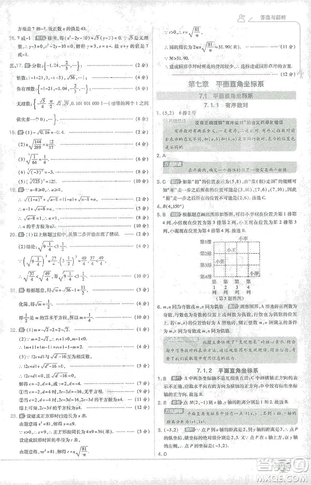 開(kāi)明出版社2021少年班初中數(shù)學(xué)七年級(jí)下冊(cè)人教版參考答案