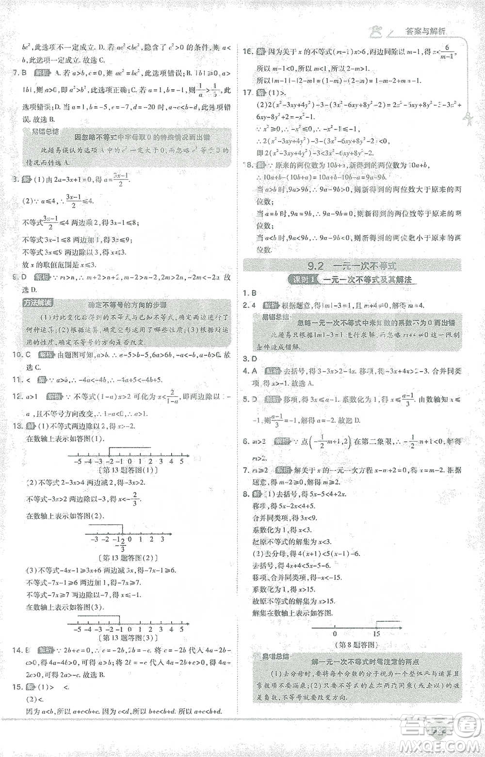 開(kāi)明出版社2021少年班初中數(shù)學(xué)七年級(jí)下冊(cè)人教版參考答案