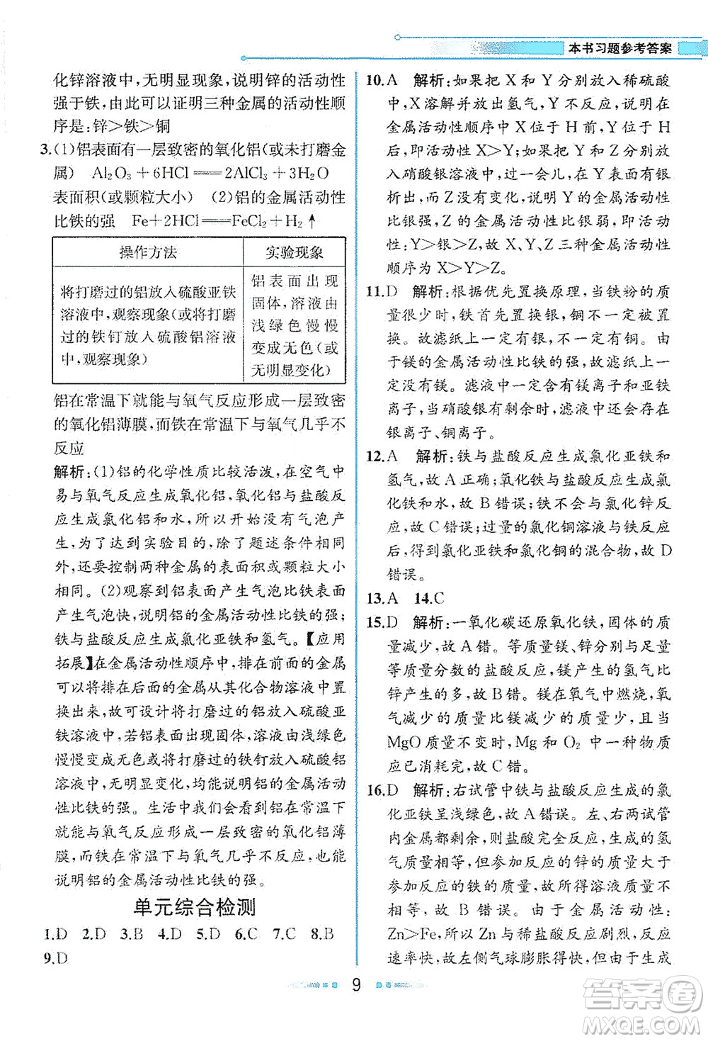 人民教育出版社2021教材解讀化學(xué)九年級(jí)下冊人教版答案