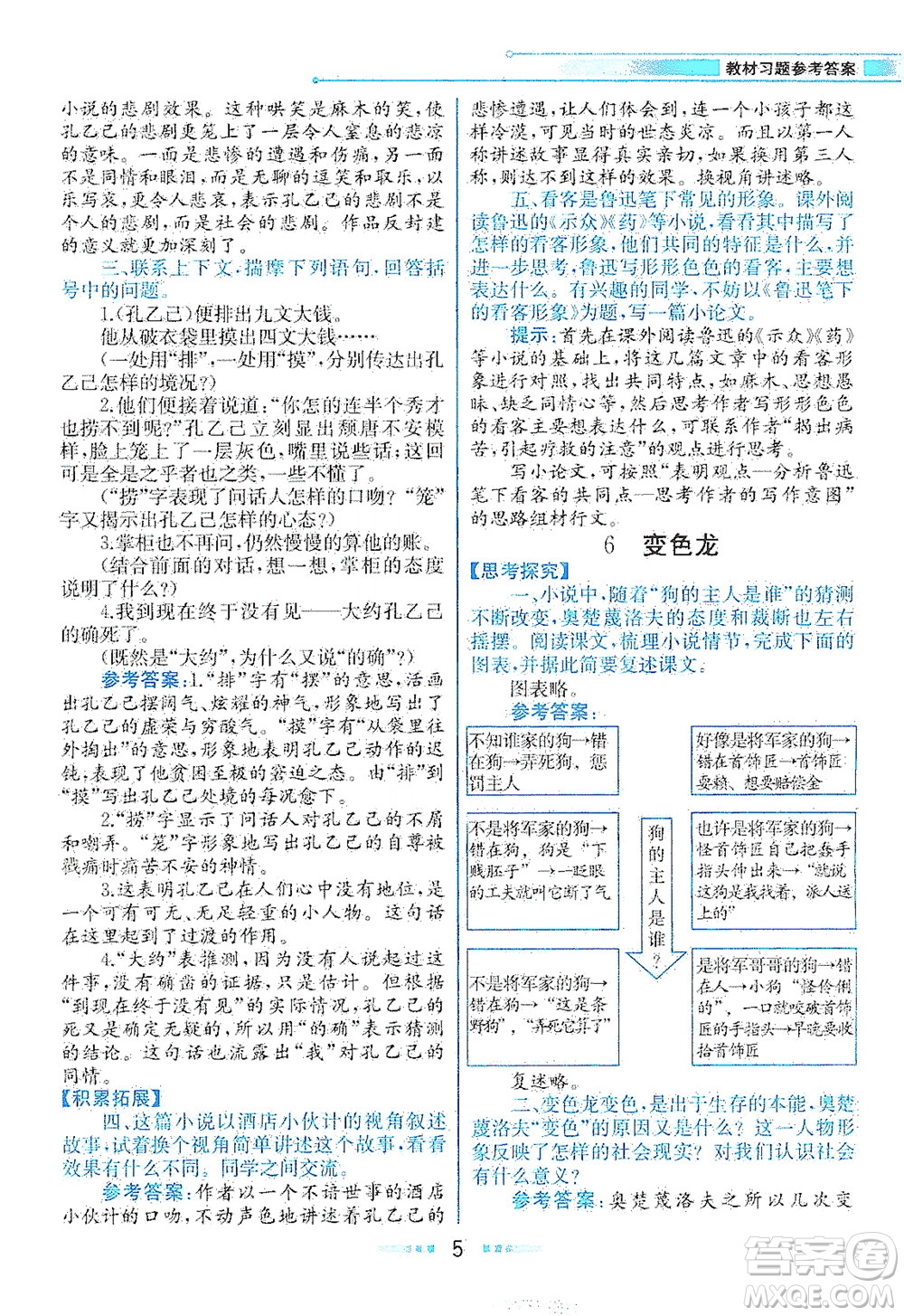 人民教育出版社2021教材解讀語文九年級下冊人教版答案