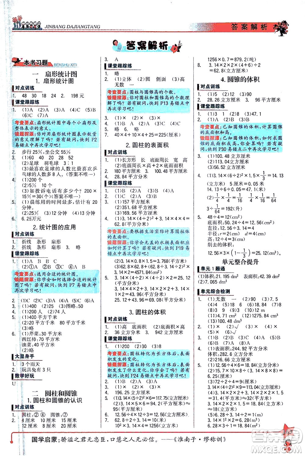 延邊大學(xué)出版社2021世紀(jì)金榜金榜大講堂數(shù)學(xué)六年級下冊SJ蘇教版答案