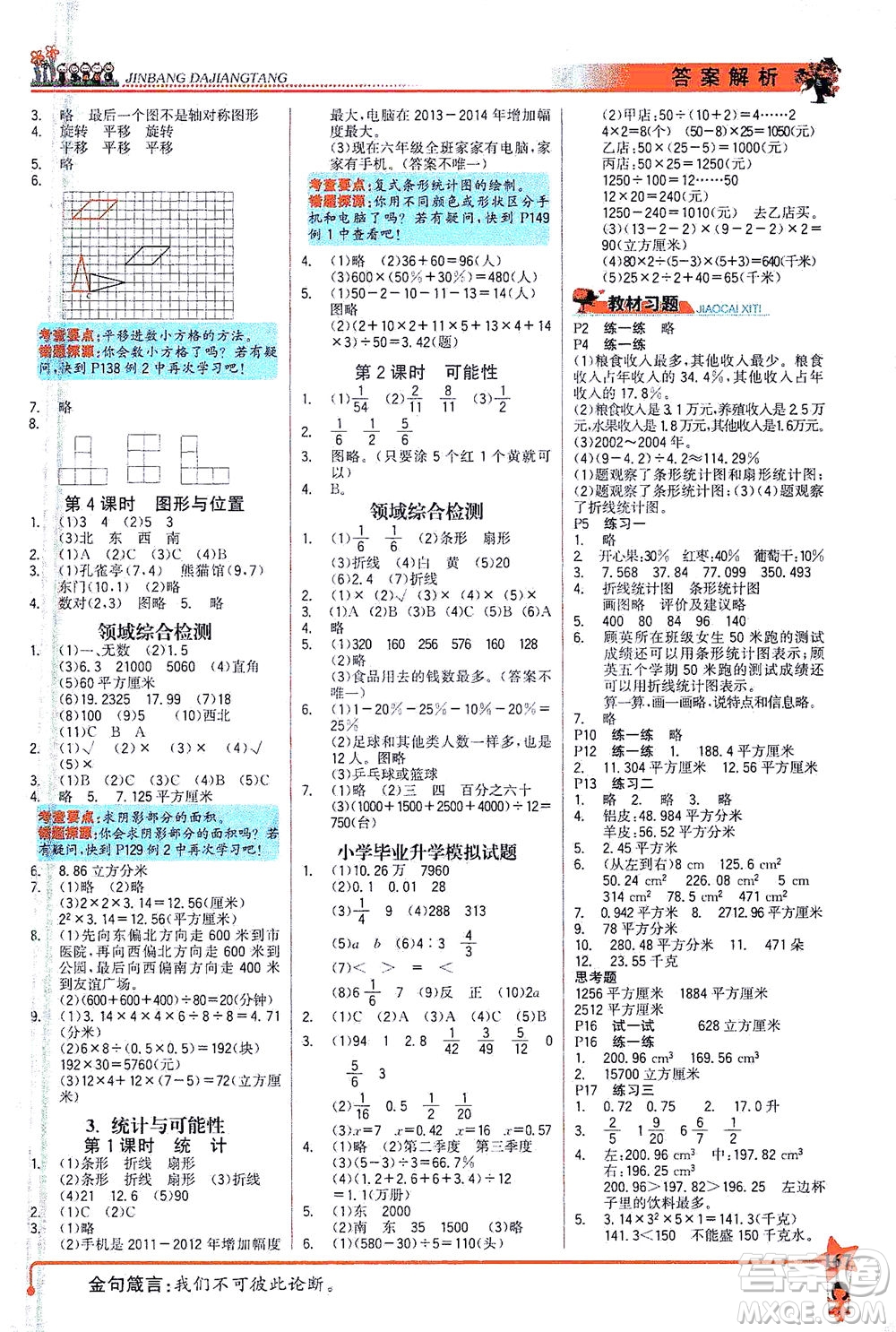 延邊大學(xué)出版社2021世紀(jì)金榜金榜大講堂數(shù)學(xué)六年級下冊SJ蘇教版答案
