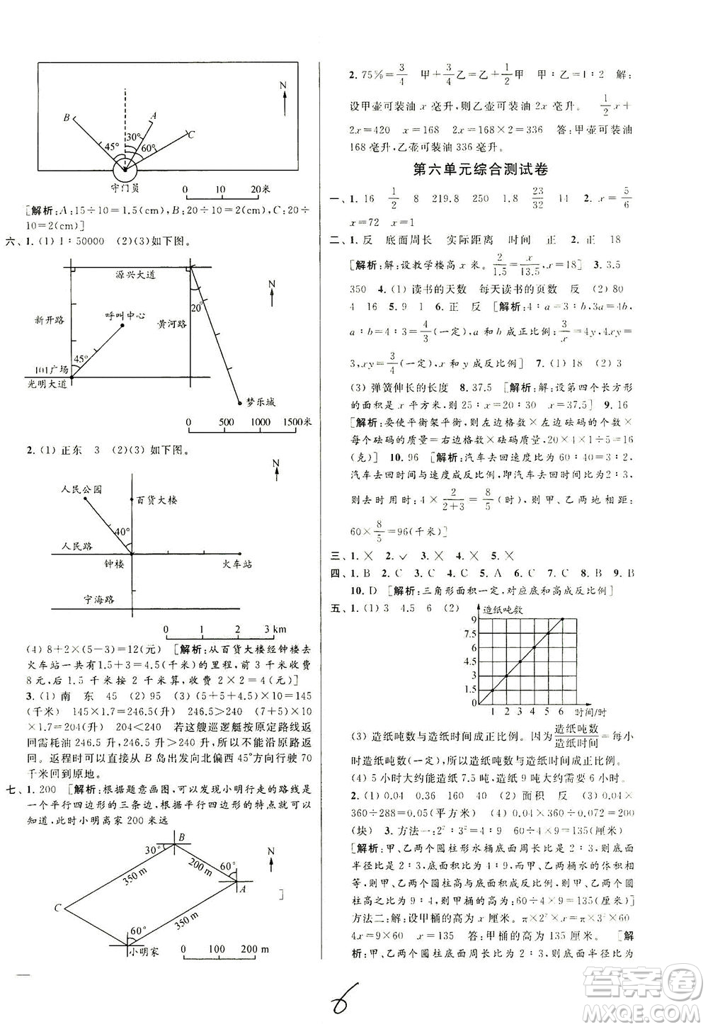 新世紀出版社2021同步跟蹤全程檢測及各地期末試卷精選數學六年級下冊蘇教版答案