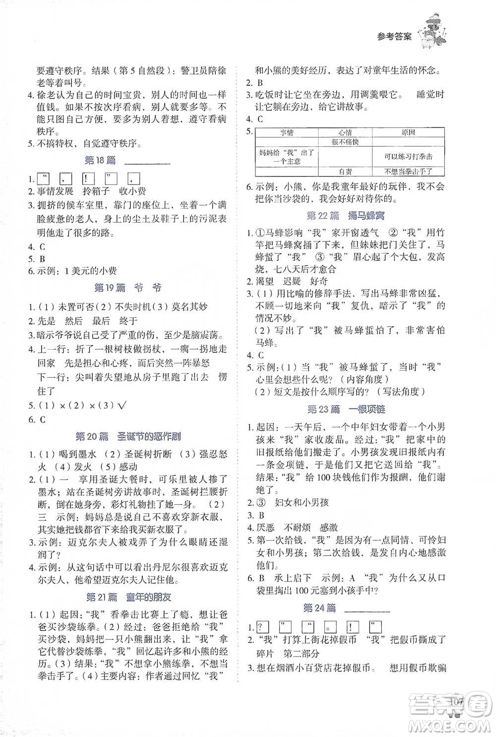 廣東經(jīng)濟(jì)出版社2021暢閱讀小學(xué)語文閱讀真題80篇四年級(jí)浙江專版參考答案