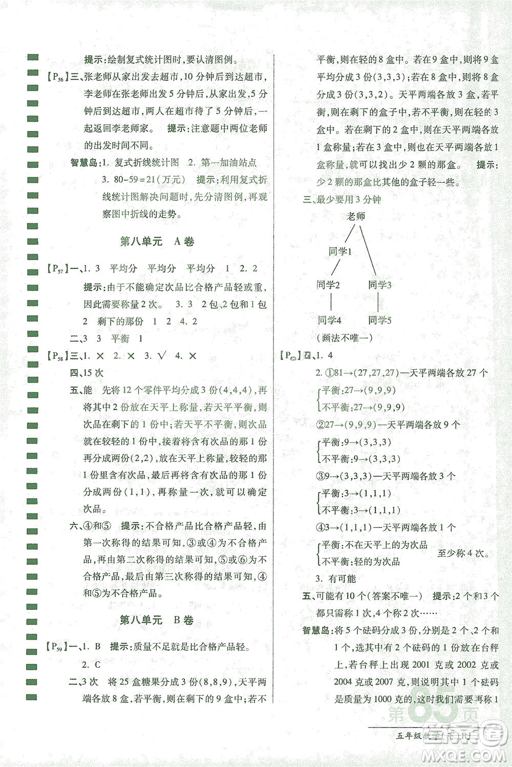 開明出版社2021最新AB卷小學(xué)五年級數(shù)學(xué)下RJ人教版答案