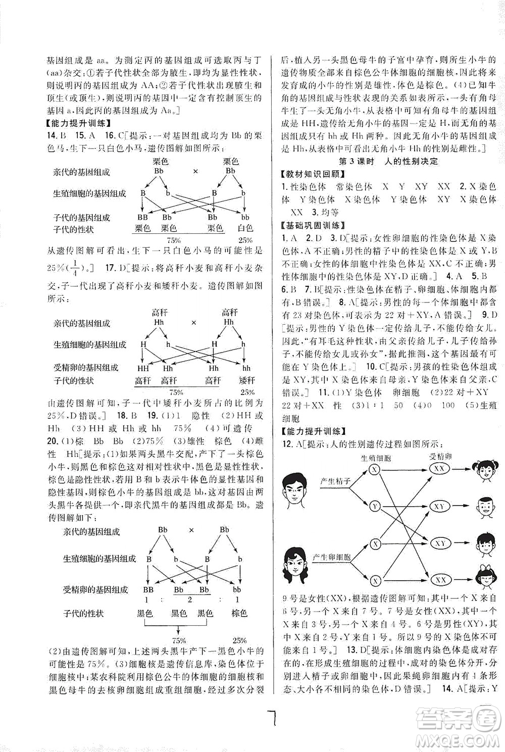 吉林人民出版社2021全科王同步課時練習(xí)生物八年級下冊新課標(biāo)翼少版答案