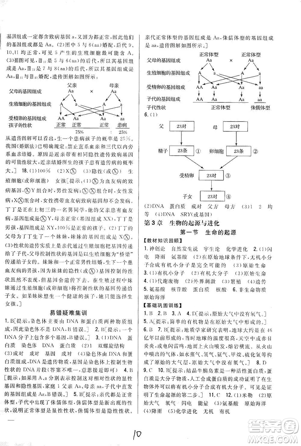 吉林人民出版社2021全科王同步課時練習(xí)生物八年級下冊新課標(biāo)翼少版答案