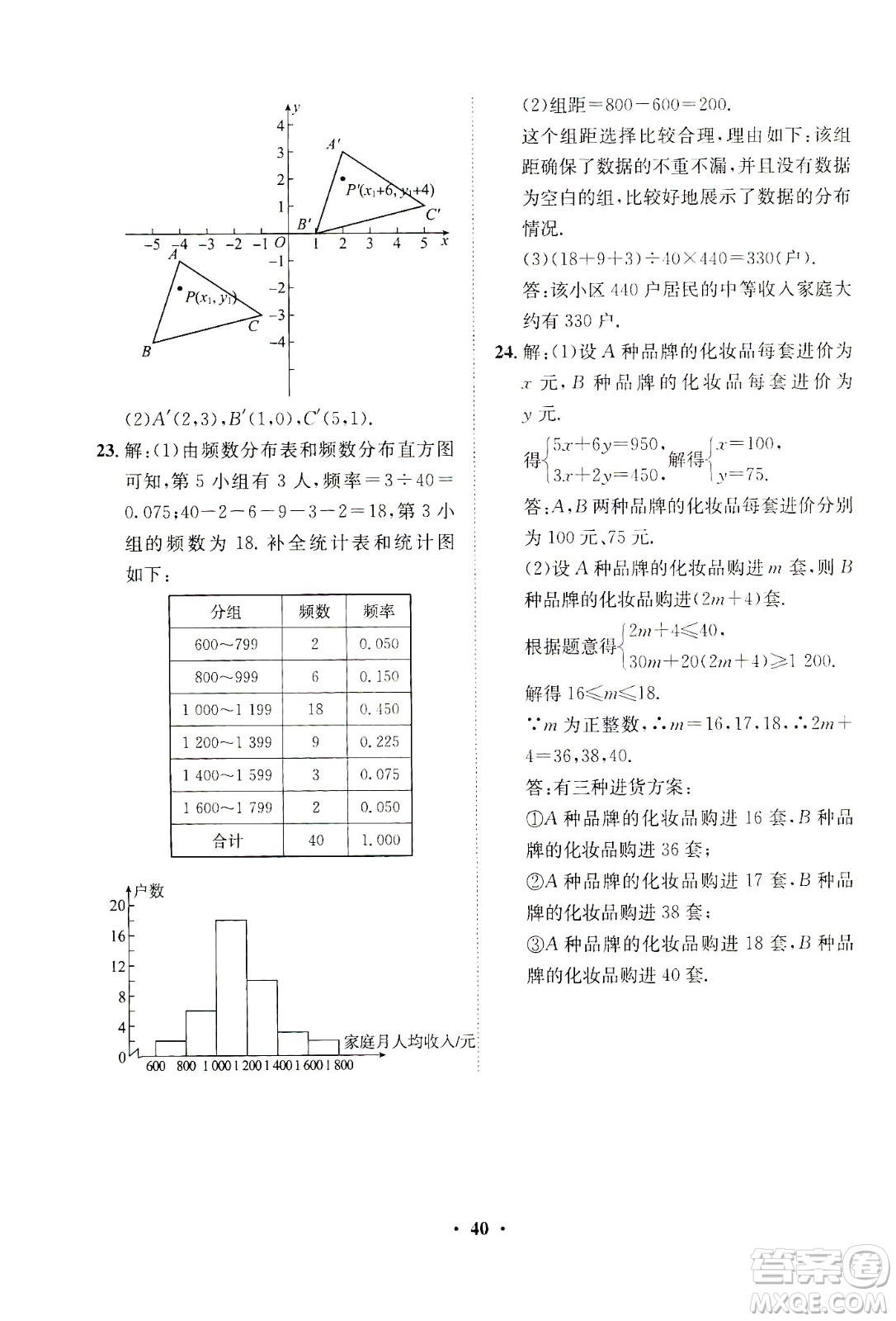 山東畫報出版社2021一課三練單元測試數(shù)學(xué)七年級下冊人教版答案