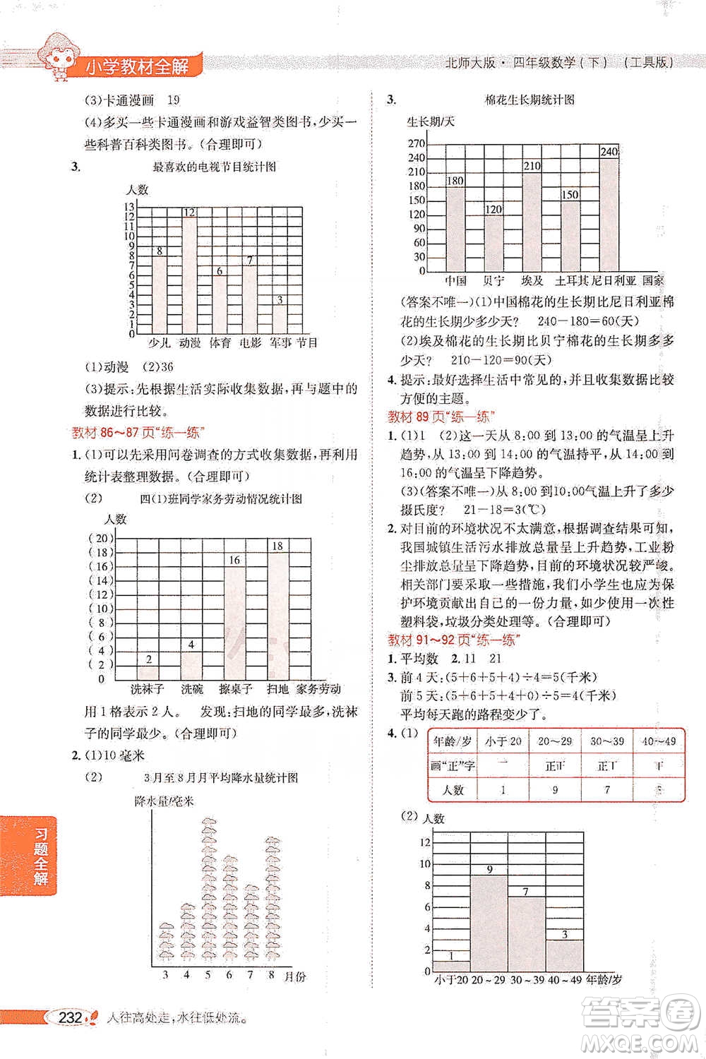 北京師范大學(xué)出版社2021小學(xué)教材全解工具版四年級下冊數(shù)學(xué)北師大版參考答案