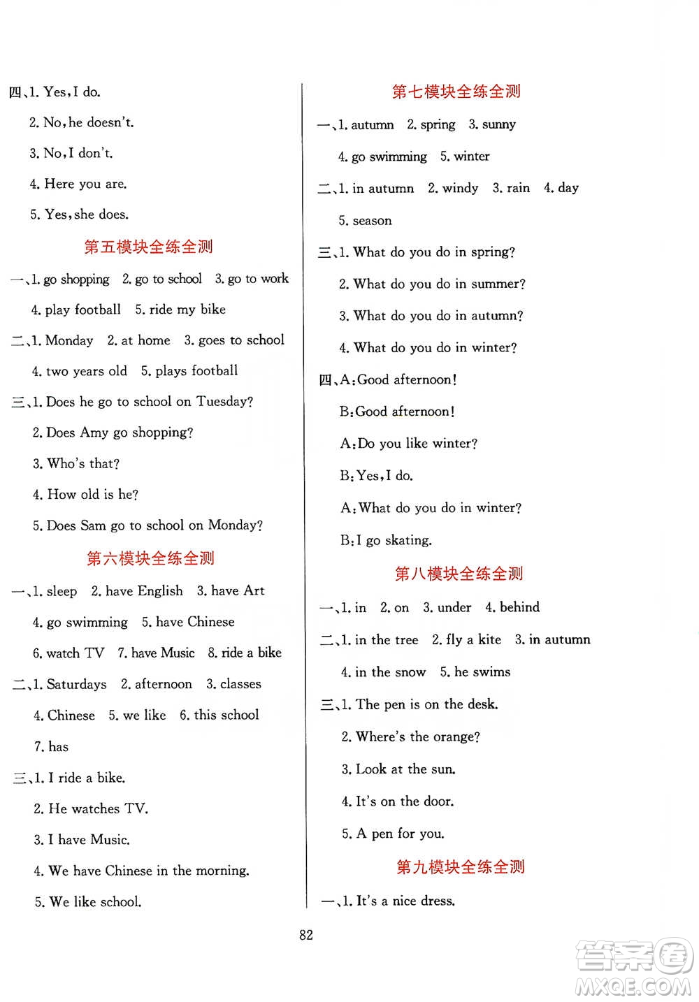 陜西人民教育出版社2021小學(xué)教材全練三年級下冊三年級起點(diǎn)英語外語教研版參考答案