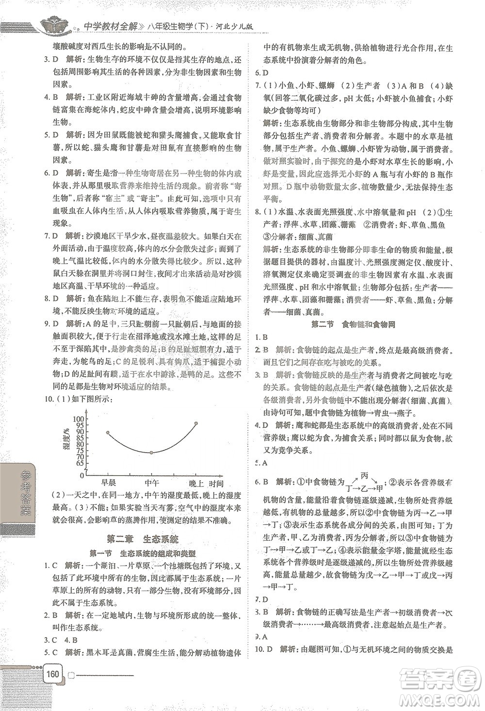 陜西人民教育出版社2021中學教材全解八年級生物學下冊河北少兒版參考答案
