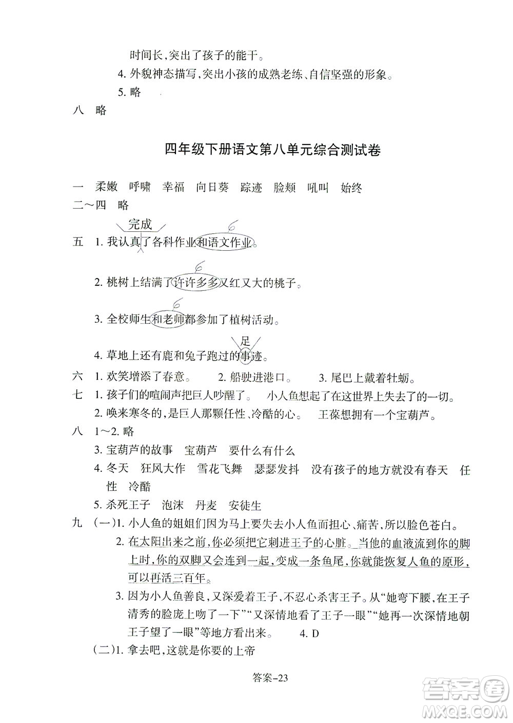 浙江少年兒童出版社2021每課一練四年級下冊小學語文R人教版答案