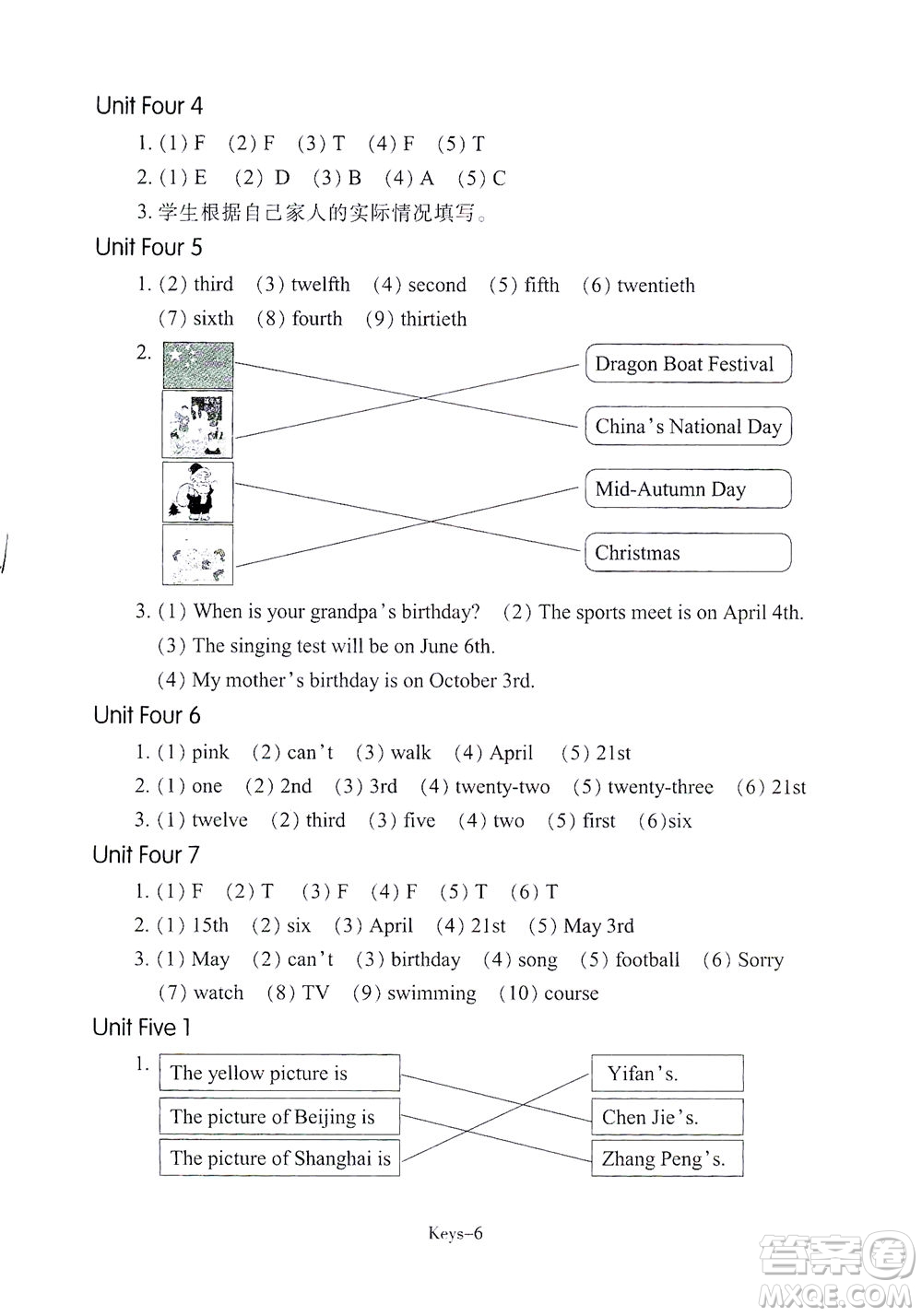 浙江少年兒童出版社2021每課一練五年級下冊小學(xué)英語R人教版答案