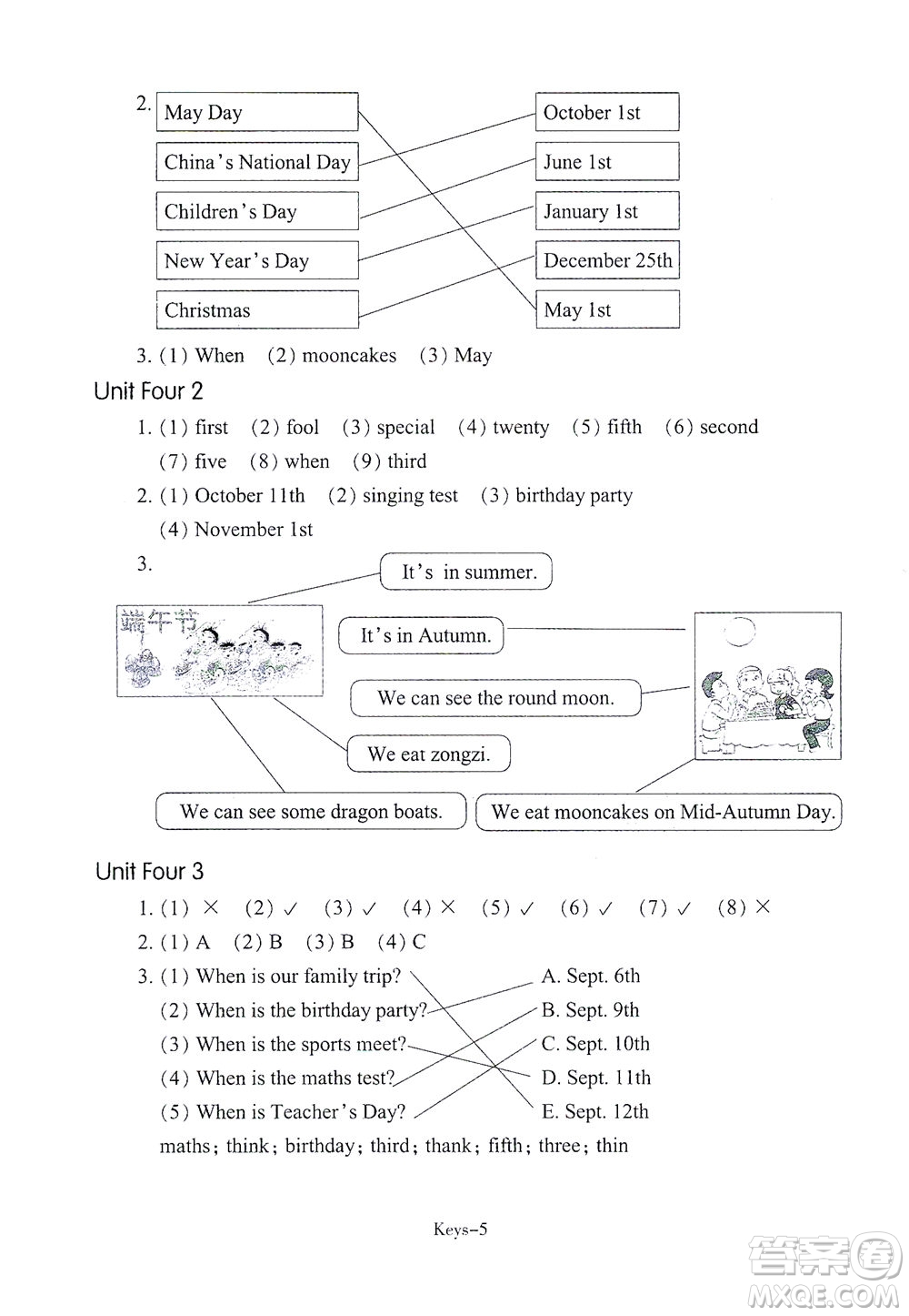 浙江少年兒童出版社2021每課一練五年級下冊小學(xué)英語R人教版答案