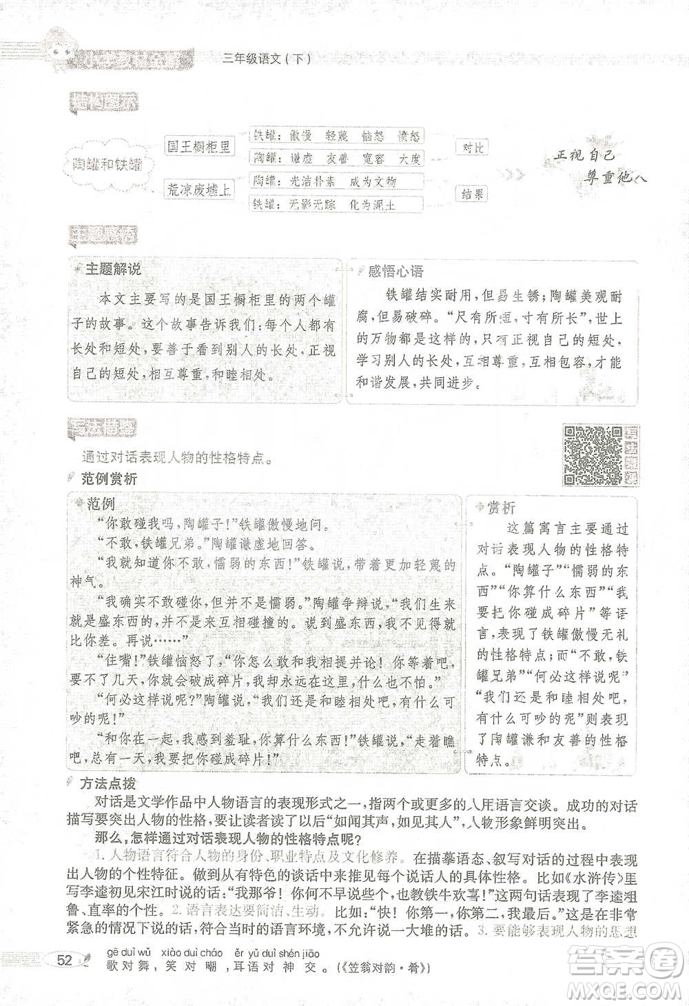 陜西人民教育出版社2021小學(xué)教材全解三年級語文下冊人教版參考答案