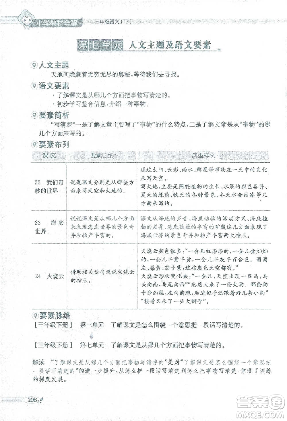 陜西人民教育出版社2021小學(xué)教材全解三年級語文下冊人教版參考答案