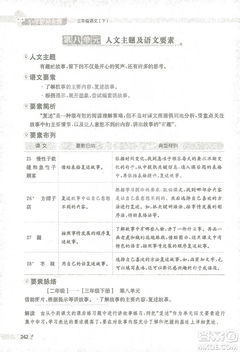 陜西人民教育出版社2021小學(xué)教材全解三年級語文下冊人教版參考答案
