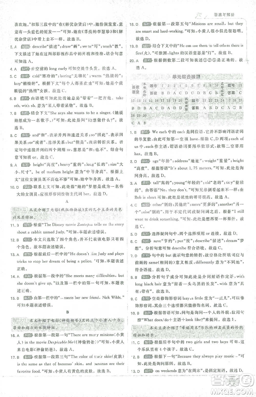 開(kāi)明出版社2021少年班初中英語(yǔ)七年級(jí)下冊(cè)人教版參考答案