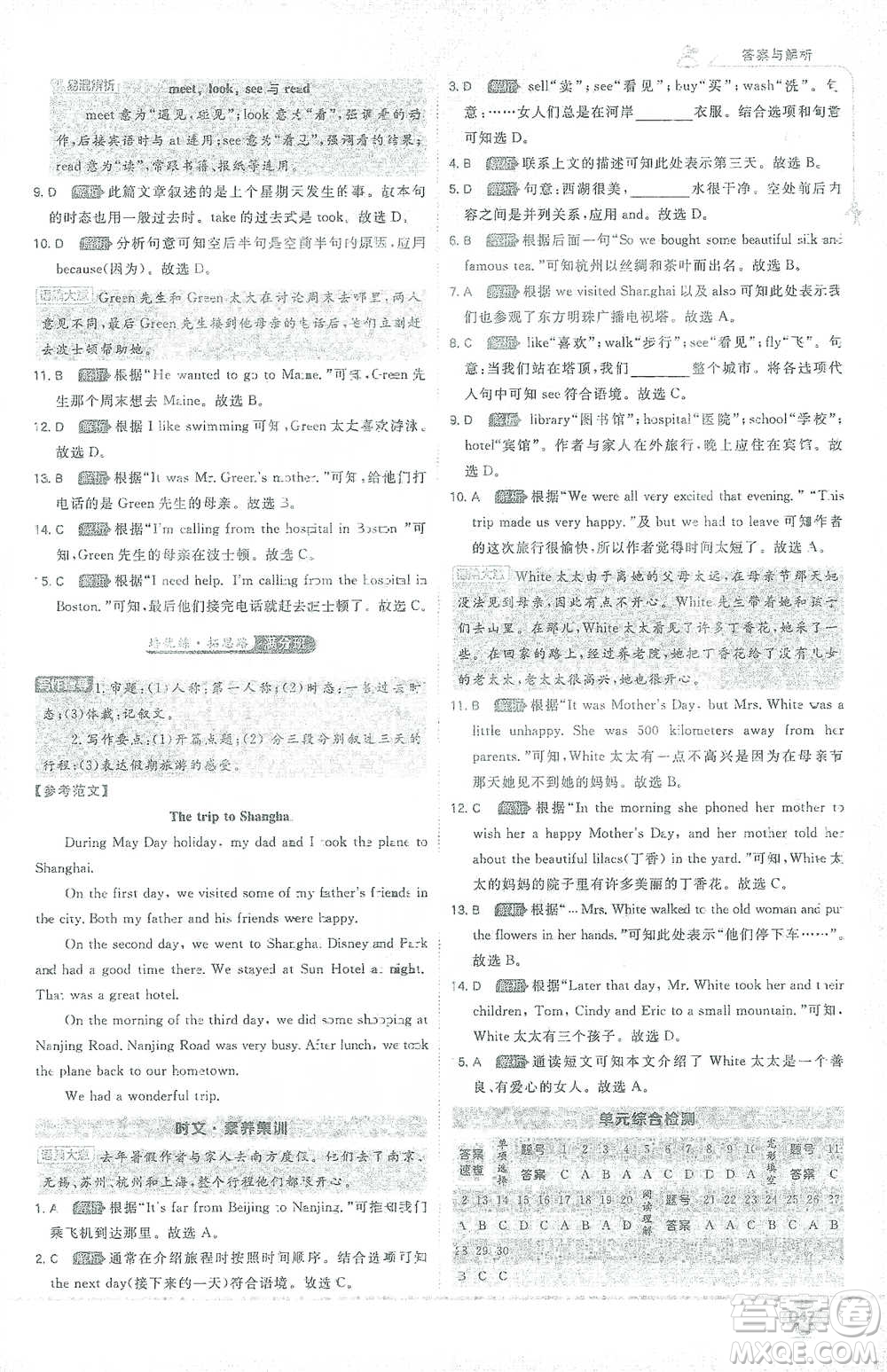 開(kāi)明出版社2021少年班初中英語(yǔ)七年級(jí)下冊(cè)人教版參考答案