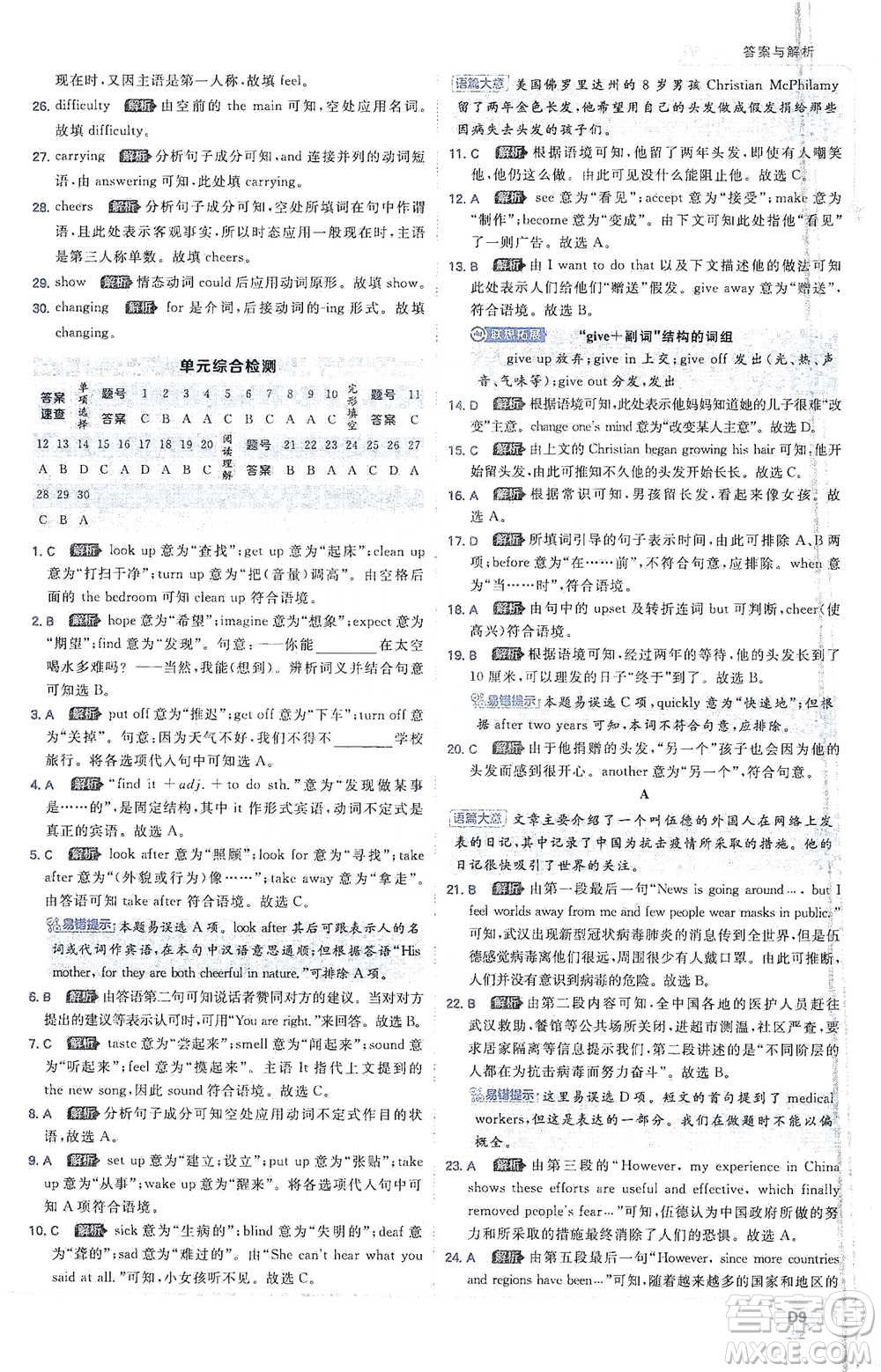開明出版社2021少年班初中英語八年級(jí)下冊人教版參考答案