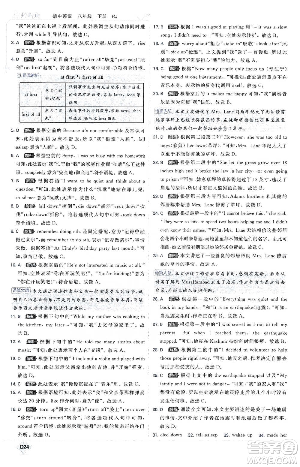 開明出版社2021少年班初中英語八年級(jí)下冊人教版參考答案
