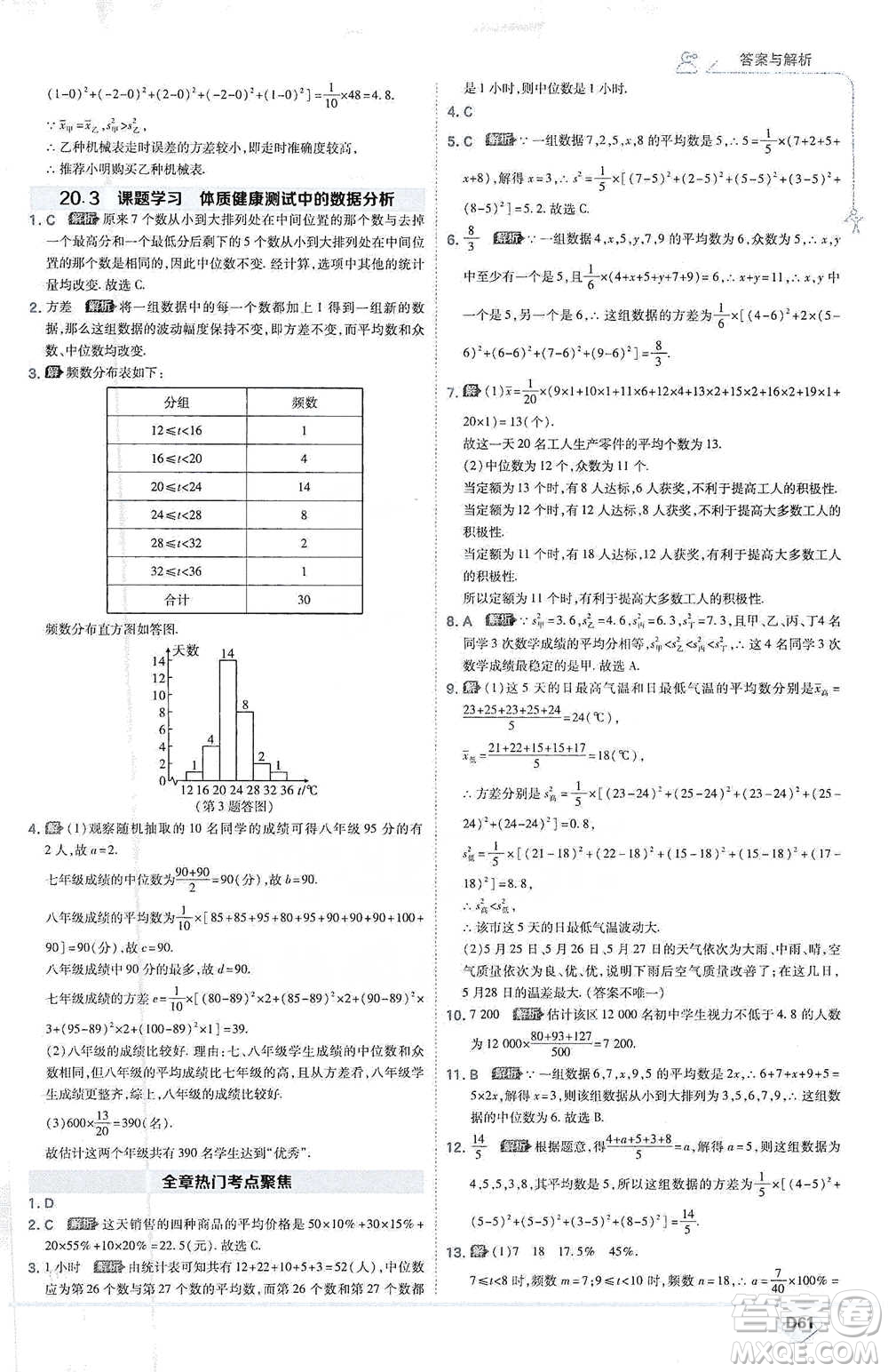 開明出版社2021少年班初中數(shù)學八年級下冊人教版參考答案