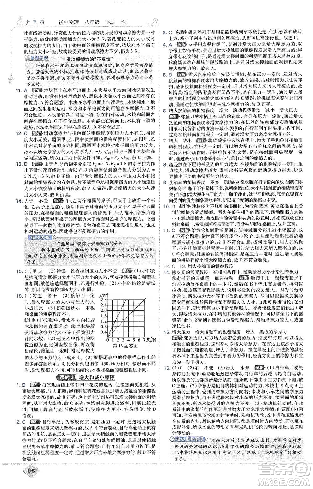 開明出版社2021少年班初中物理八年級下冊人教版參考答案