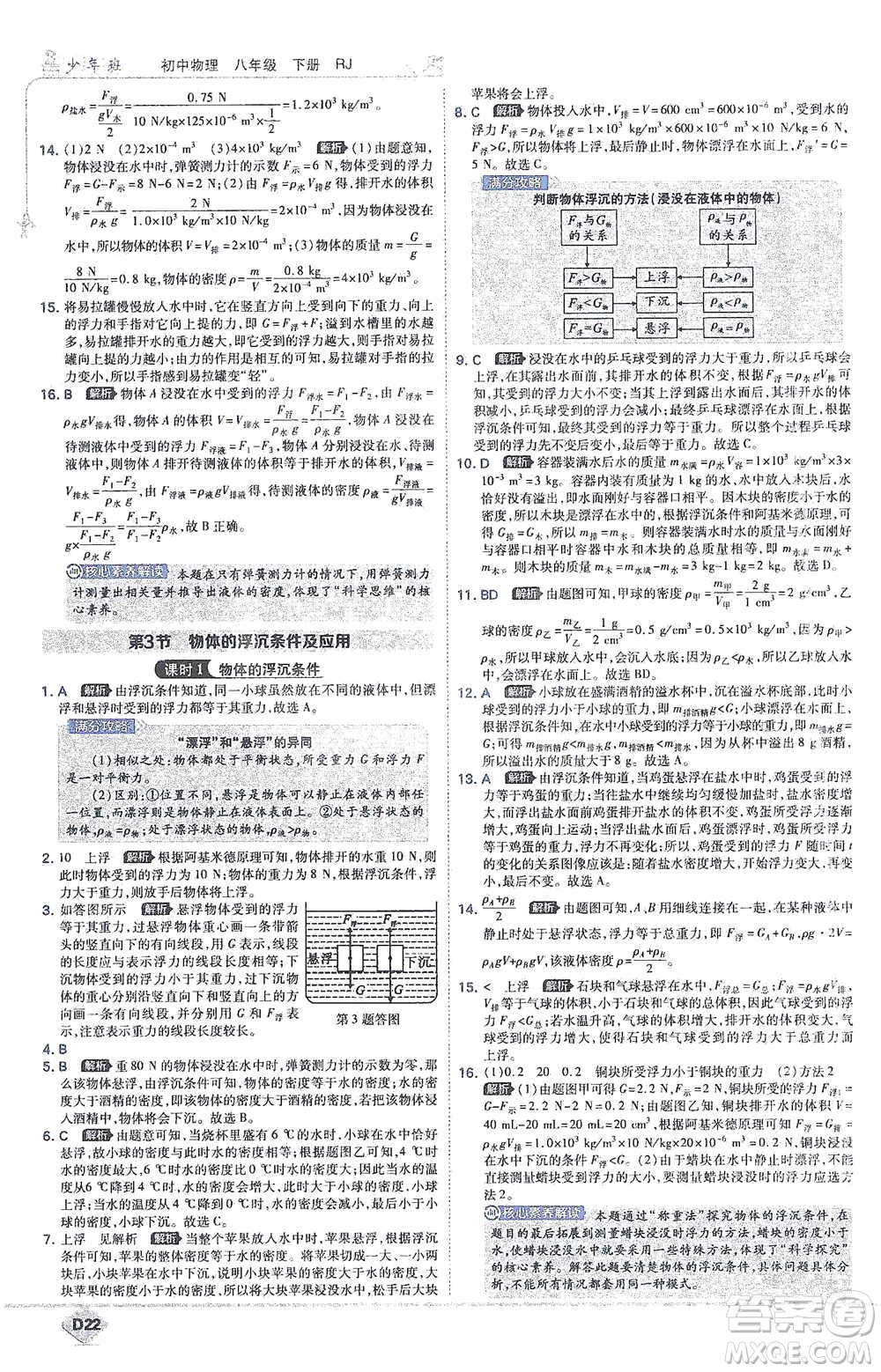 開明出版社2021少年班初中物理八年級下冊人教版參考答案
