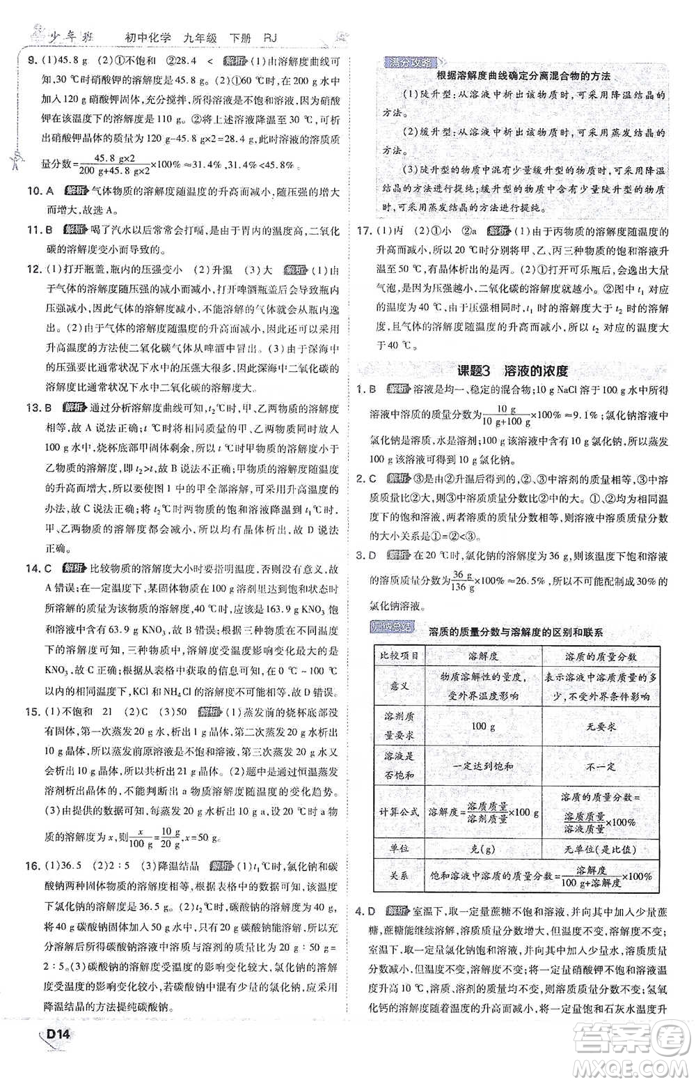 開明出版社2021少年班初中化學(xué)九年級(jí)下冊(cè)人教版參考答案