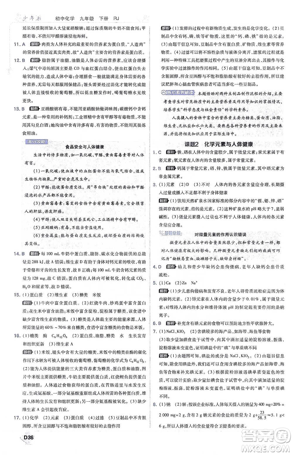 開明出版社2021少年班初中化學(xué)九年級(jí)下冊(cè)人教版參考答案