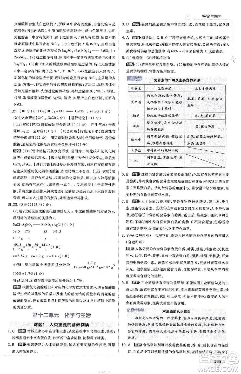 開明出版社2021少年班初中化學(xué)九年級(jí)下冊(cè)人教版參考答案