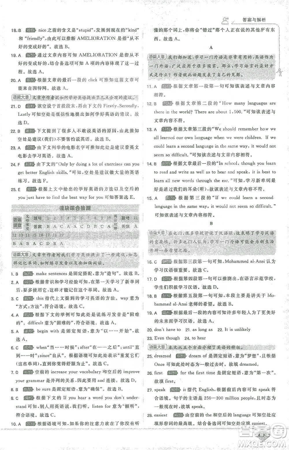 開(kāi)明出版社2021少年班初中英語(yǔ)九年級(jí)下冊(cè)外研版參考答案