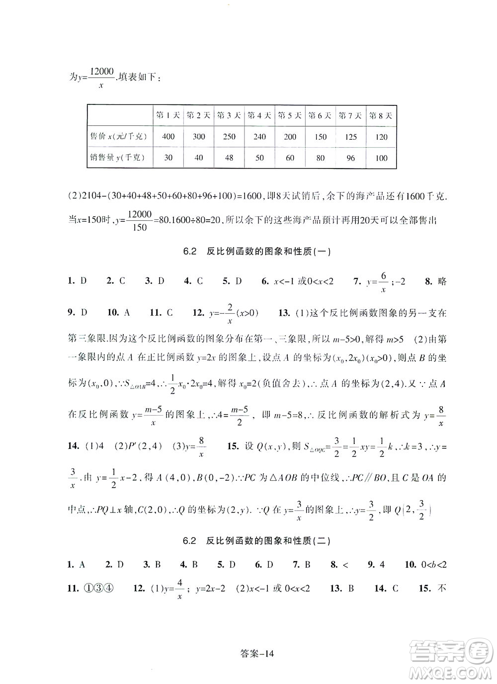 浙江少年兒童出版社2021每課一練八年級(jí)下冊(cè)數(shù)學(xué)ZH浙教版答案