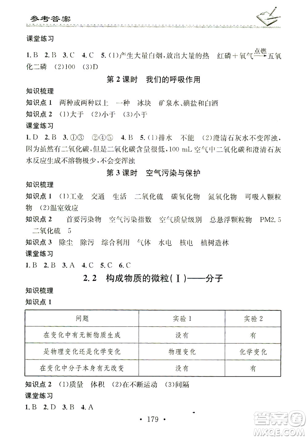 廣東經(jīng)濟出版社2021名校課堂小練習(xí)化學(xué)九年級全一冊KY科粵版答案