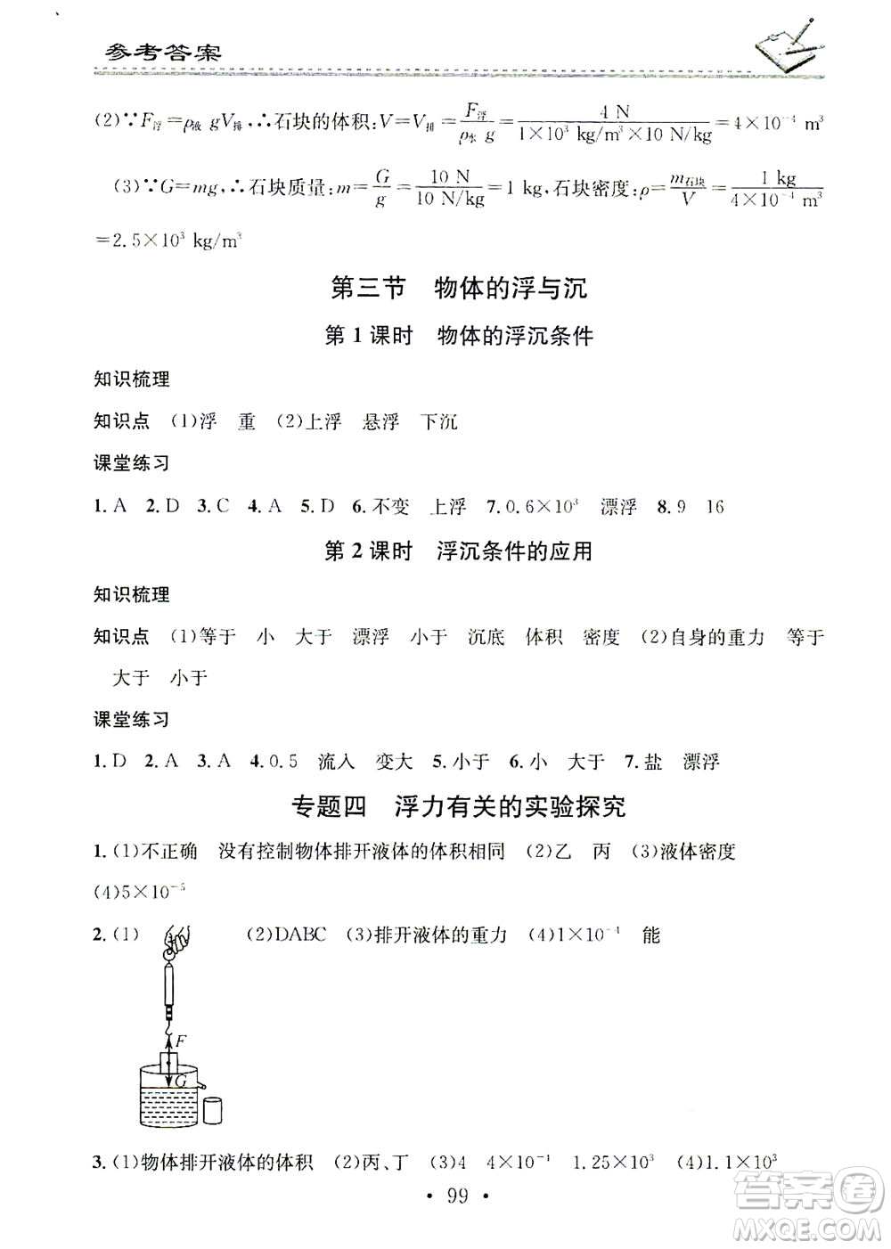 廣東經(jīng)濟出版社2021名校課堂小練習(xí)物理八年級下冊HK滬科版答案