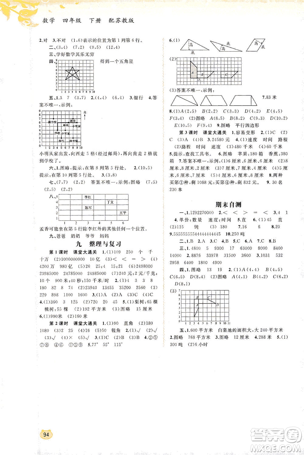 廣西教育出版社2021新課程學(xué)習(xí)與測(cè)評(píng)同步學(xué)習(xí)數(shù)學(xué)蘇年級(jí)下冊(cè)蘇教版答案