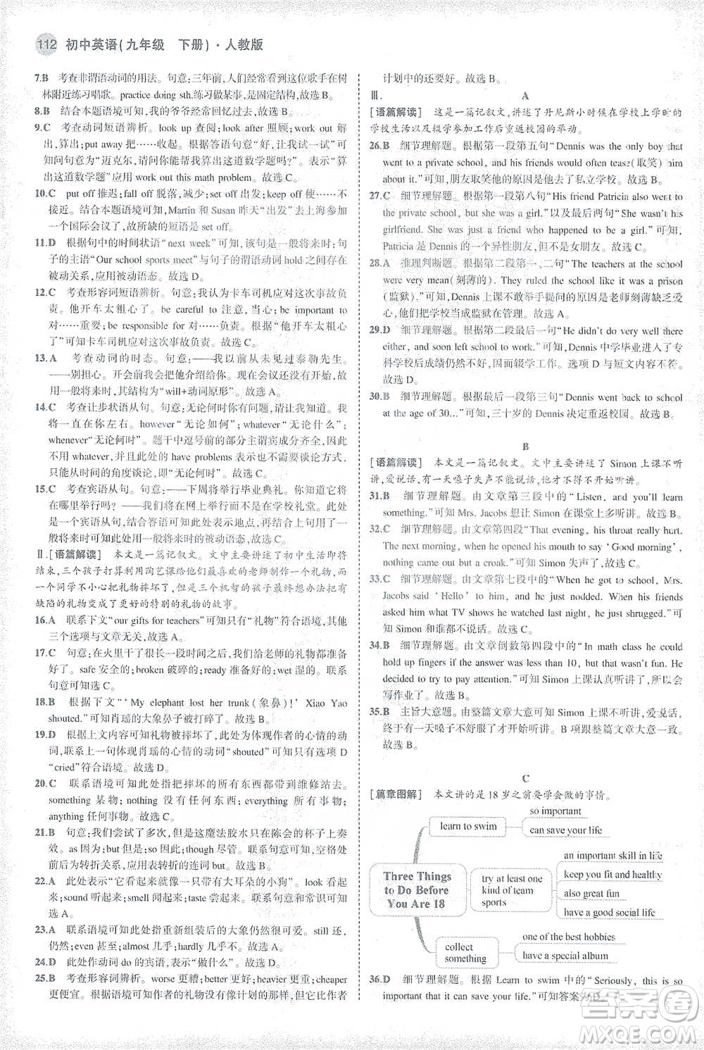 教育科學(xué)出版社2021年5年中考3年模擬初中英語(yǔ)九年級(jí)下冊(cè)人教版參考答案
