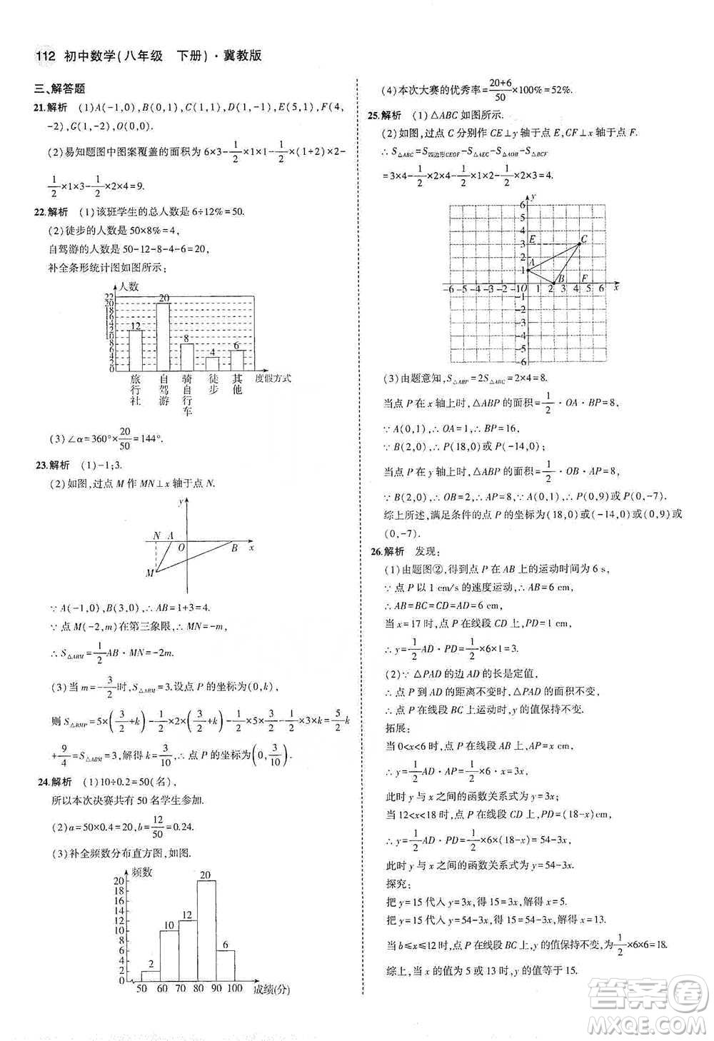 教育科學(xué)出版社2021年5年中考3年模擬初中數(shù)學(xué)八年級(jí)下冊(cè)冀教版參考答案