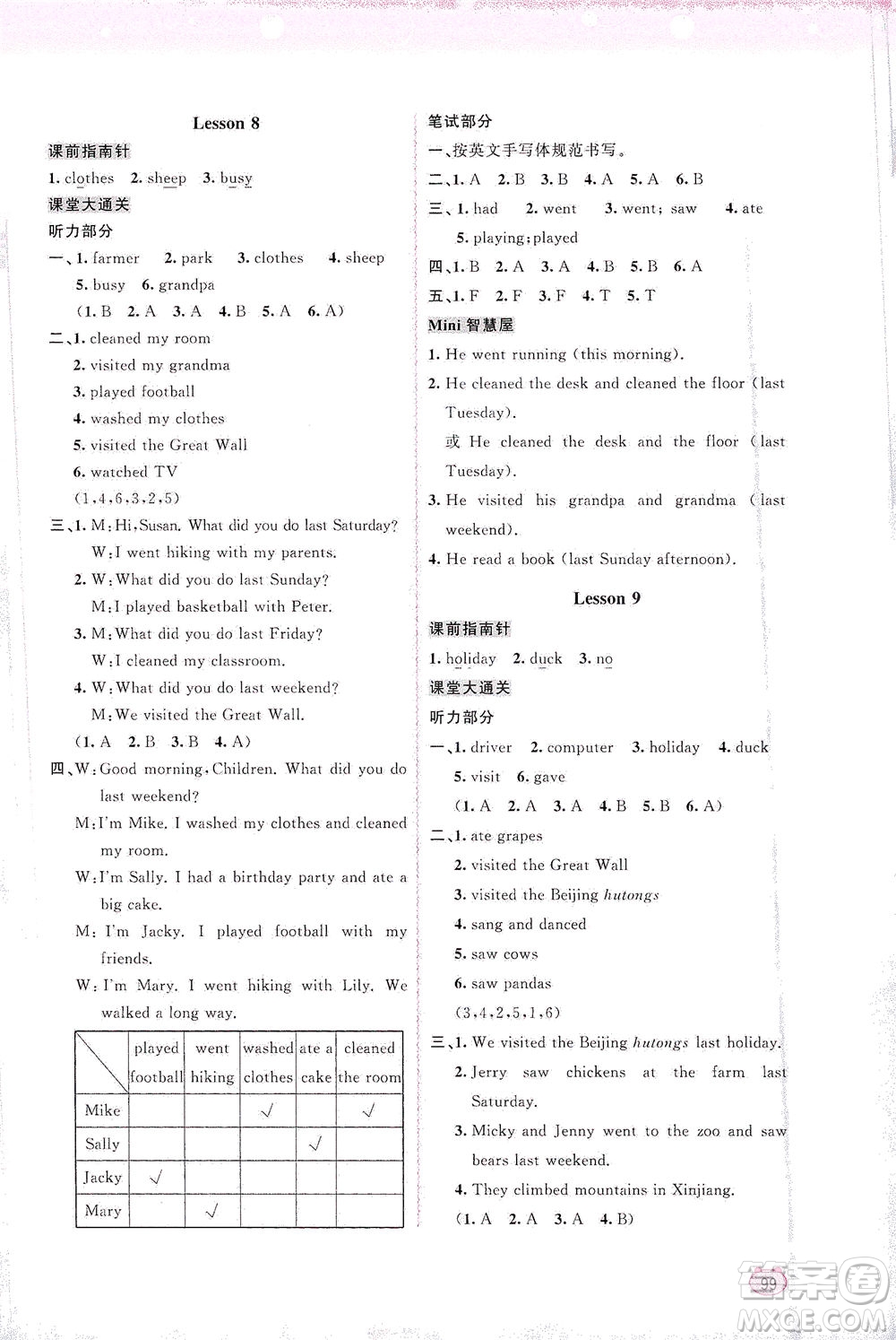 廣西教育出版社2021新課程學(xué)習(xí)與測(cè)評(píng)同步學(xué)習(xí)英語(yǔ)五年級(jí)下冊(cè)接力版答案