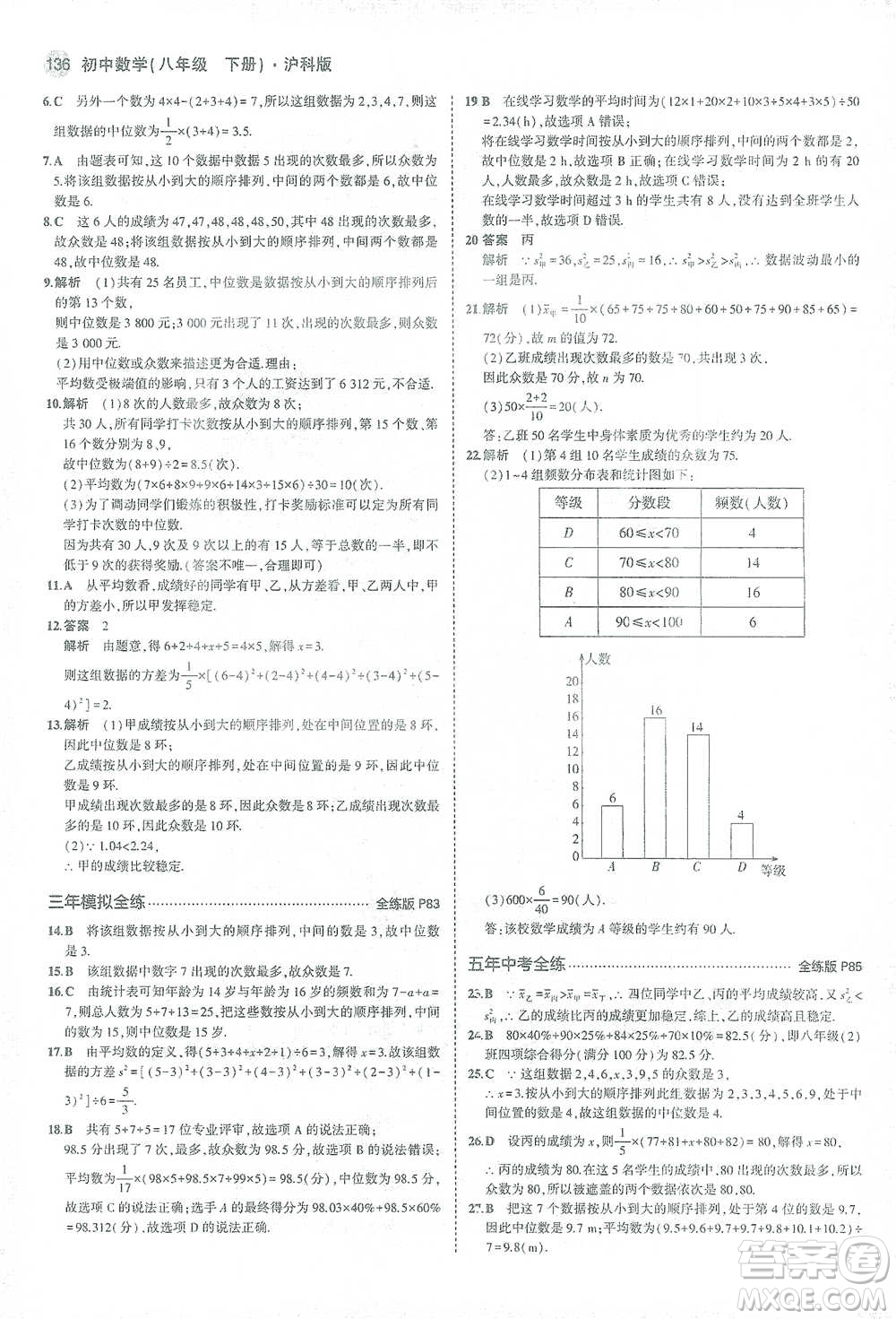 教育科學(xué)出版社2021年5年中考3年模擬初中數(shù)學(xué)八年級下冊滬科版參考答案