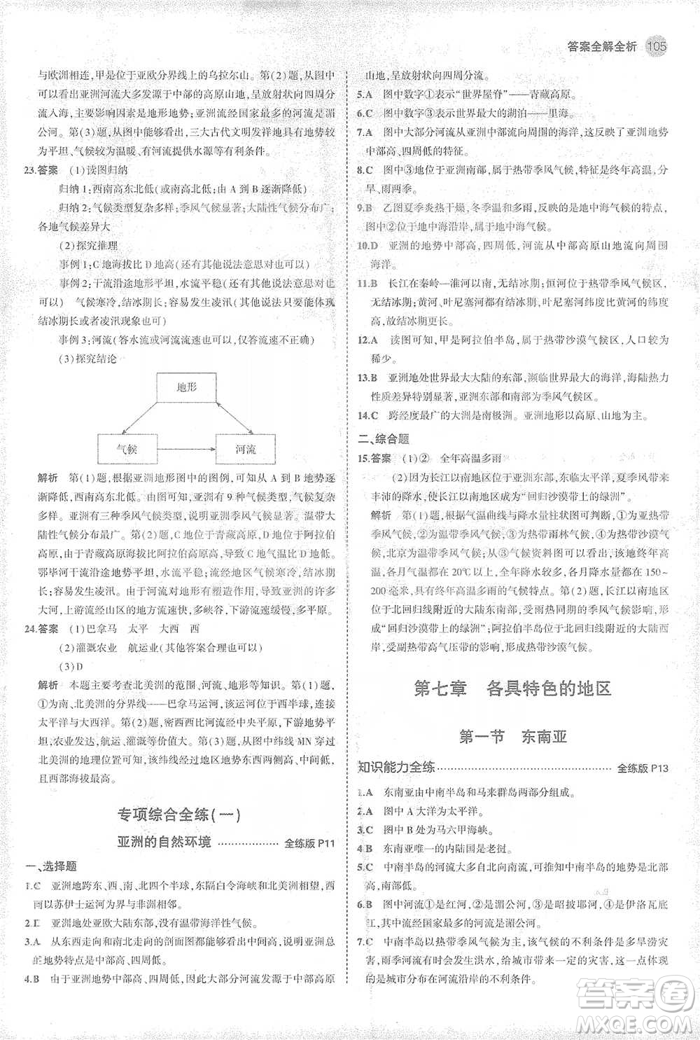 首都師范大學(xué)出版社2021年5年中考3年模擬初中地理七年級下冊商務(wù)星球版參考答案
