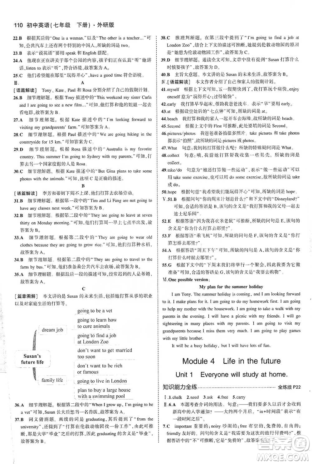 教育科學(xué)出版社2021年5年中考3年模擬初中英語(yǔ)七年級(jí)下冊(cè)外研版參考答案
