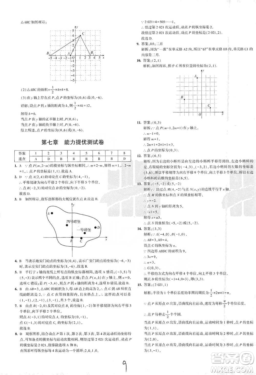 教育科學出版社2021年5年中考3年模擬初中試卷數(shù)學七年級下冊人教版參考答案
