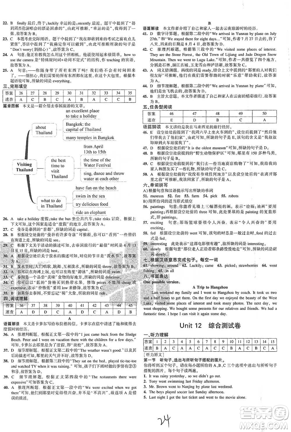 首都師范大學(xué)出版社2021年5年中考3年模擬初中試卷英語七年級下冊人教版參考答案