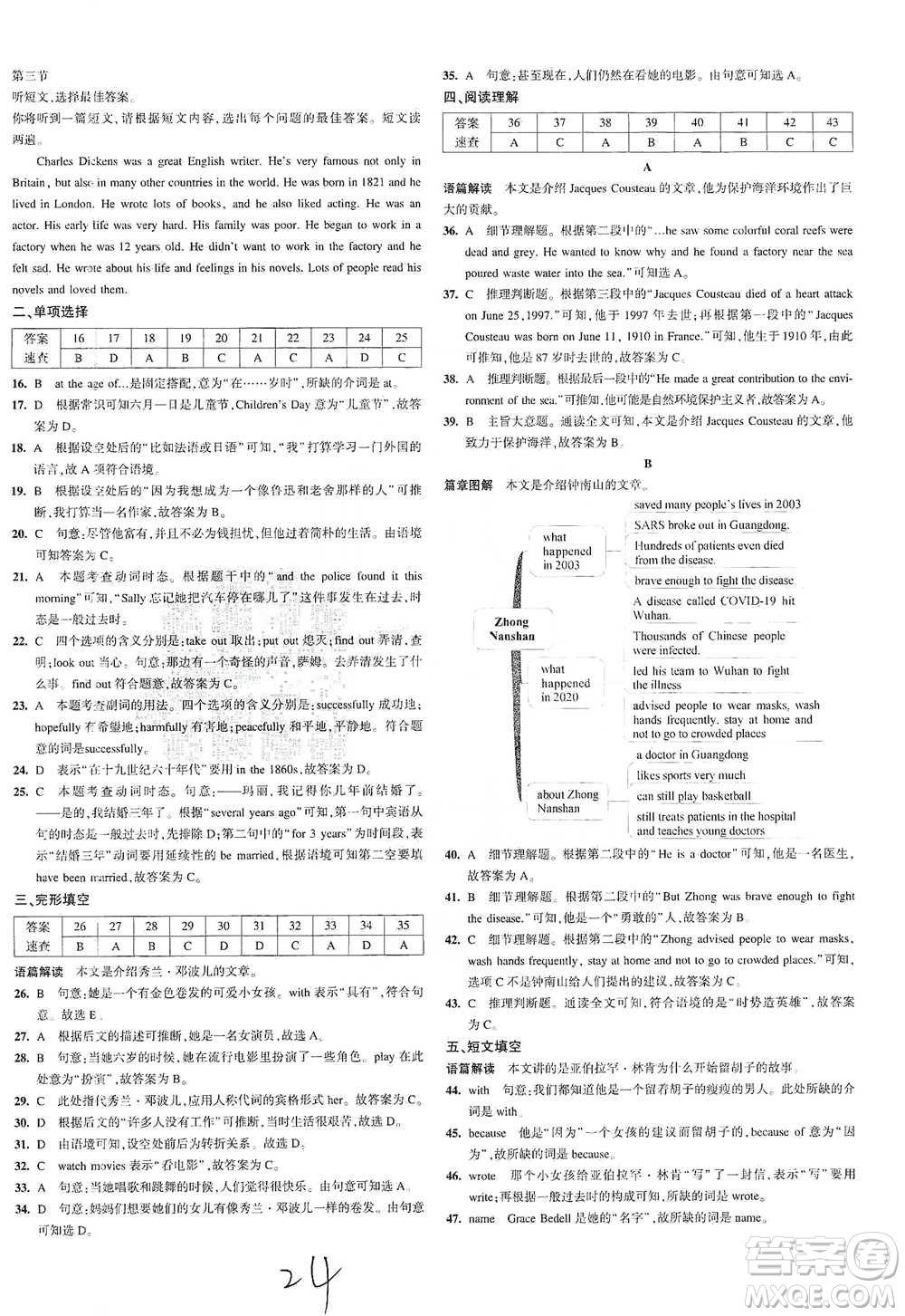 首都師范大學(xué)出版社2021年5年中考3年模擬初中試卷英語(yǔ)七年級(jí)下冊(cè)外研版參考答案